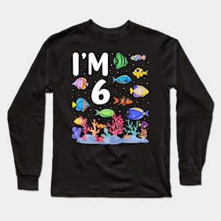 4th Birthday Party Tropical Fish I'm Four Years Old age Bday Long Sleeve T-Shirt